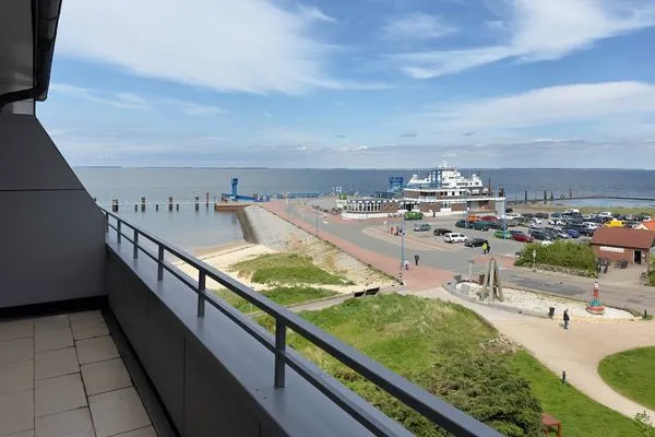 Meerblick vom Balkon der Ferienwohnung Anneliese in Wittdün auf Amrum Haus Nordenlicht Ferienwohnung "Kiek-an"