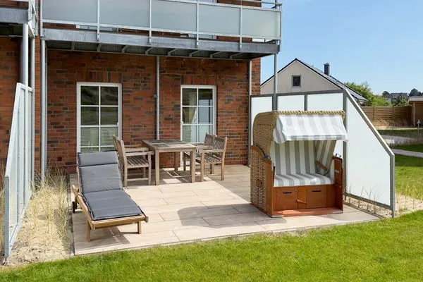 Terrasse Haus Dünenperle Ferienwohnung "Dünengras"