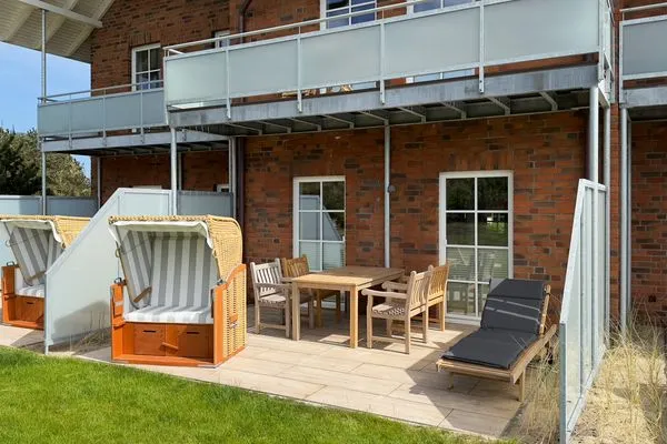 Terrasse Haus Dünenperle Ferienwohnung "Wanderdüne"