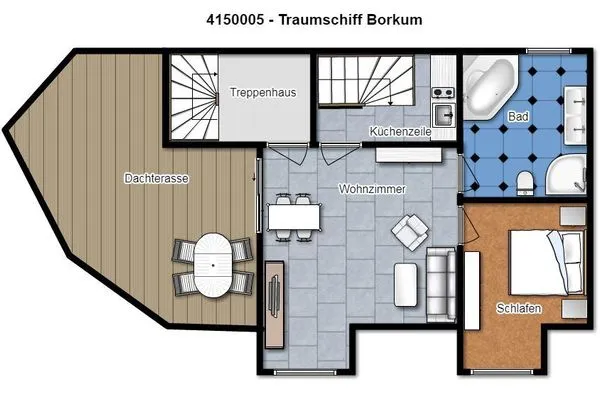 Grundriss Traumschiff Borkum Ferienwohnung Oberdeck
