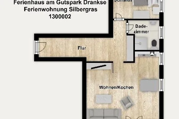 Grundriss Ferienhaus am Gutspark Dranske Ferienwohnung Silbergras