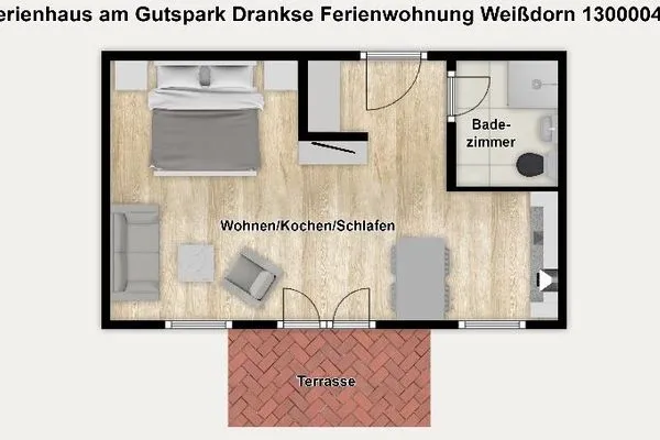 Grundriss Ferienhaus am Gutspark Dranske Ferienwohnung Weißdorn