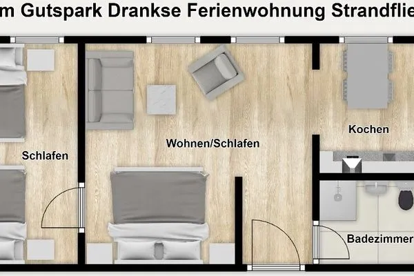 Grundriss Ferienhaus am Gutspark Dranske Ferienwohnung Strandflieder