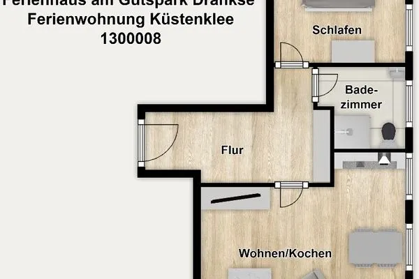 Grundriss Ferienhaus am Gutspark Dranske Ferienwohnung Küstenklee