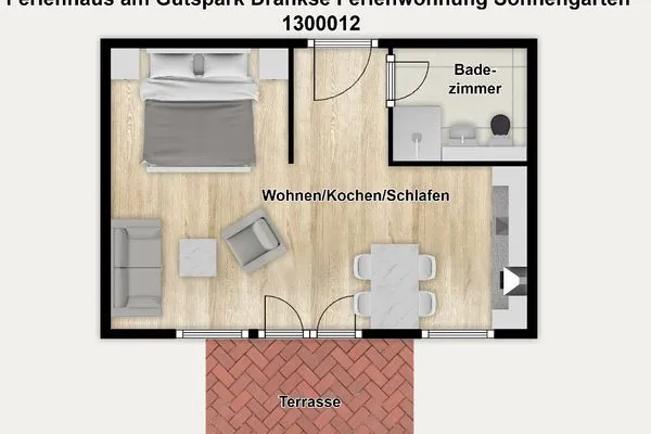 Grundriss Ferienhaus am Gutspark Dranske Ferienwohnung Sonnengarten