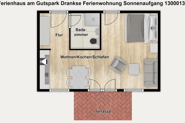 Grundriss Ferienhaus am Gutspark Dranske Ferienwohnung Sonnenaufgang
