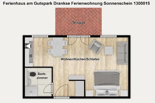 Grundriss Ferienhaus am Gutspark Dranske Ferienwohnung Sonnenschein