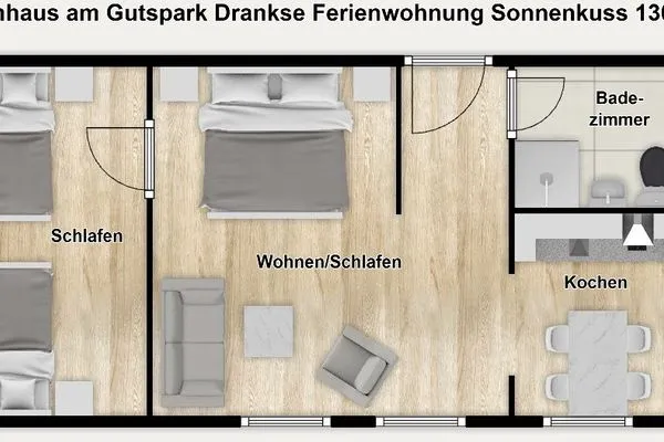 Grundriss Ferienhaus am Gutspark Dranske Ferienwohnung Sonnenkuss