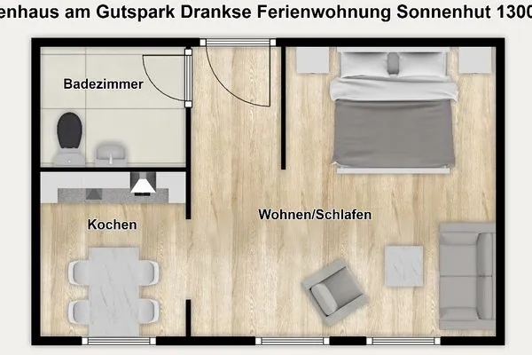 Grundriss Ferienhaus am Gutspark Dranske Ferienwohnung Sonnenhut