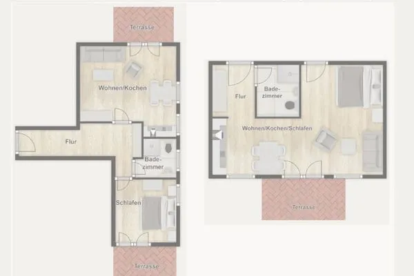 Grundriss Ferienhaus am Gutspark Dranske Ferienwohnungen Sonnenaufgang und Sonnentag