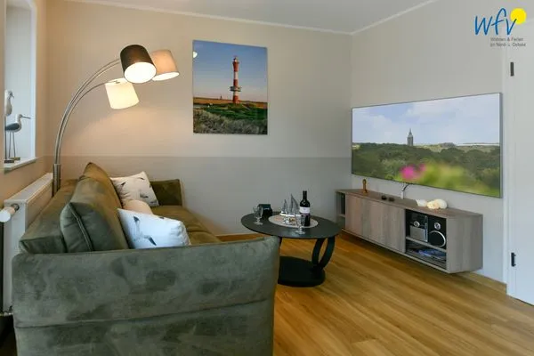 Wohnzimmer Speicherhaus Ferienwohnung Deichnest