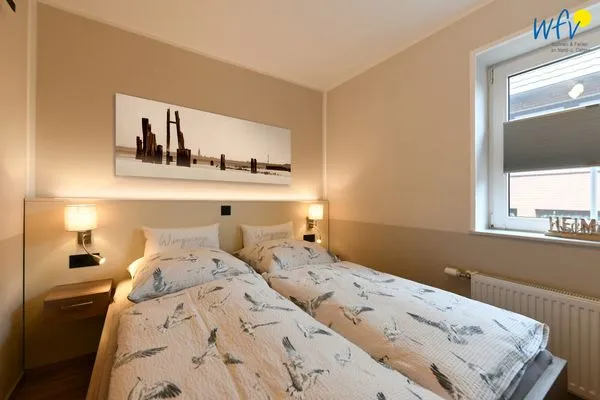 Schlafzimmer Speicherhaus Ferienwohnung Deichnest