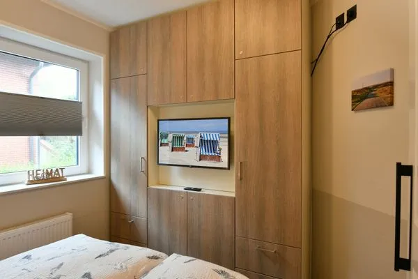 Schlafzimmer Speicherhaus Ferienwohnung Deichnest