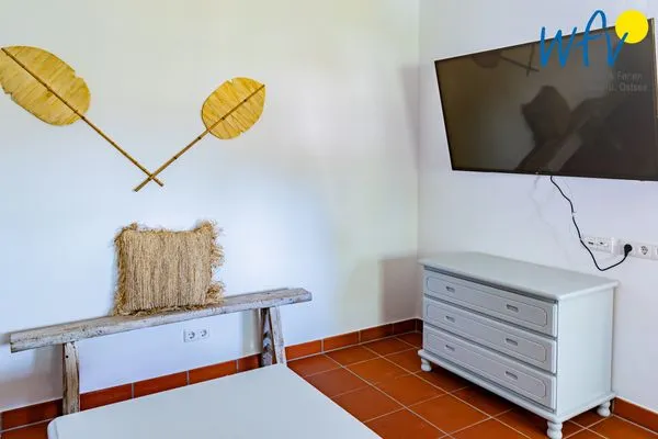 Wohnzimmer Ferienhaus am Gutspark Dranske Ferienwohnung Küstenklee