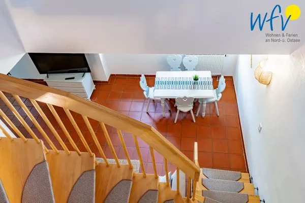 Flur / Treppe Ferienhaus am Gutspark Dranske Ferienwohnung Seegras