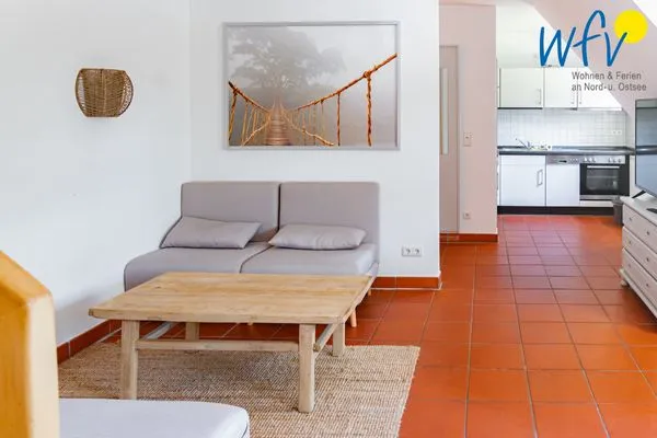 Wohnzimmer Ferienhaus am Gutspark Dranske Ferienwohnung Seegras