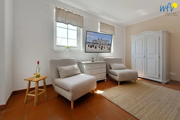 Schlafzimmer Ferienhaus am Gutspark Dranske Ferienwohnung Sandglöckchen