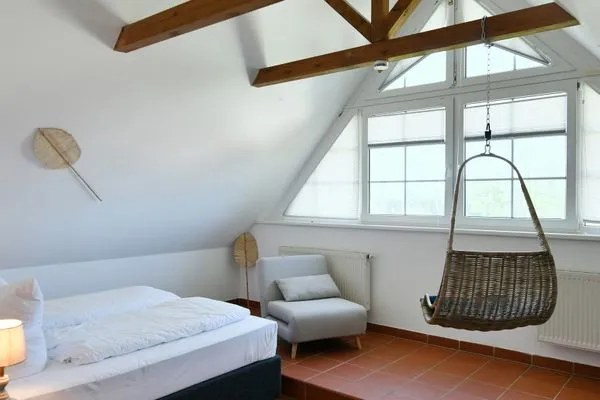 Schlafzimmer Ferienhaus am Gutspark Dranske Ferienwohnung Sonnendistel