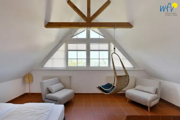 Schlafzimmer Ferienhaus am Gutspark Dranske Ferienwohnung Sonnendistel