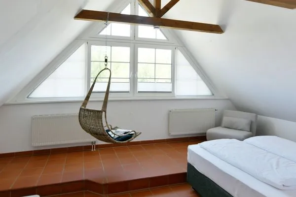 Schlafzimmer Ferienhaus am Gutspark Dranske Ferienwohnung Seegras