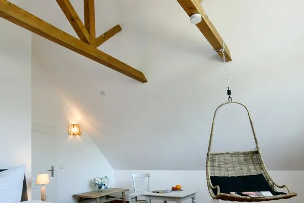 Schlafzimmer Ferienhaus am Gutspark Dranske Ferienwohnung Seegras