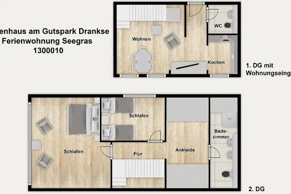 Grundriss Ferienhaus am Gutspark Dranske Ferienwohnung Seegras