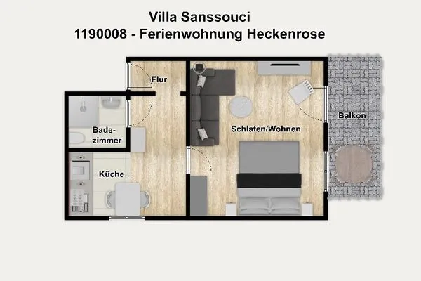 Grundriss Villa Sanssouci Ferienwohnung Heckenrose