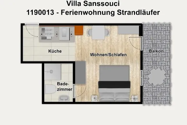 Grundriss Villa Sanssouci Ferienwohnung Strandläufer