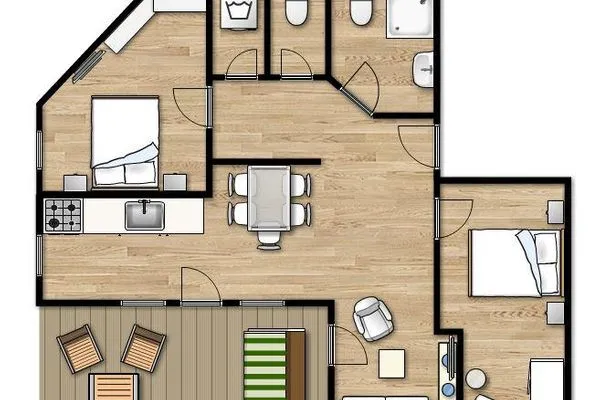 Grundriss Bootshaus in den Dünen - 1 Ferienwohnung "Unter Fischen"