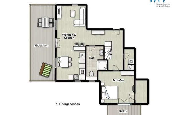 Grundriss Bootshaus in den Dünen - 4 Ferienwohnung Sonnendeck
