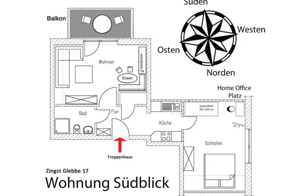 Grundriss  Glebbe 17 - Wohnung Südblick