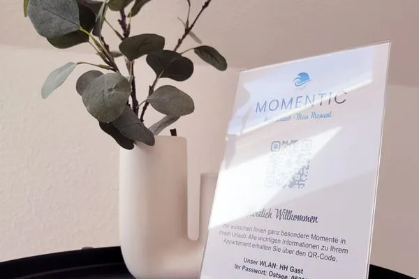 Gästeinformation mit QR-Code  Kostengünstige & charmante Ferienunterkunft ohne Küche und in Strandnähe - inkl. Fahrradunterstellplatz