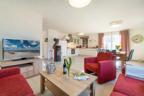 Wohnzimmer  Ferienhaus am Dünenwald