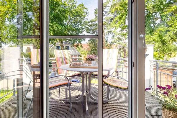 Blick auf den Balkon Parkresidenz am Hafen Wohnung HF 34