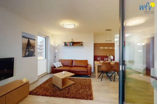 Wohnzimmer Haus Seeblick Ferienwohnung Nordseekieker