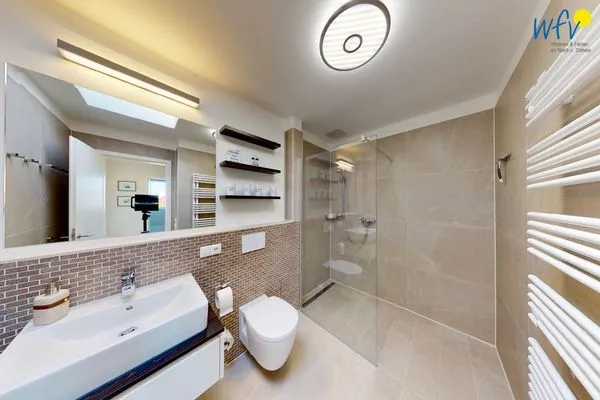 Badezimmer Villa Petersen Ferienwohnung Traumblick