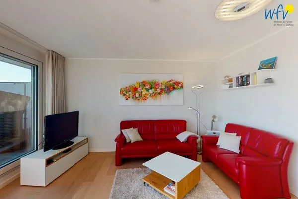 Wohnzimmer Villa Petersen Ferienwohnung Traumblick