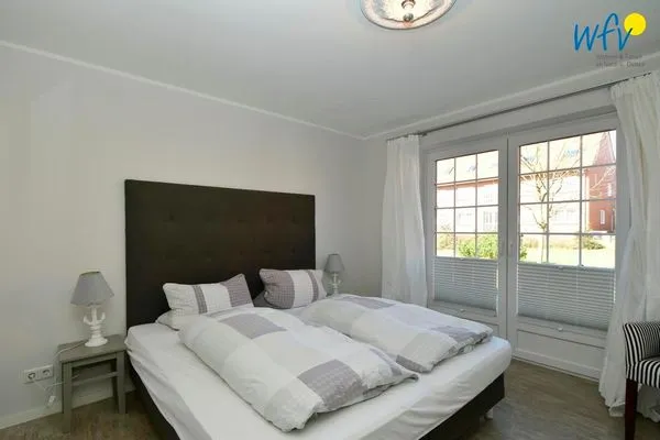 Schlafzimmer Landhaus Gertrude Ferienwohnung Muschelweg