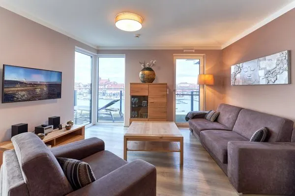 Ferienwohnung Entschleunigung Hafenresidenz Waren (Müritz) - Blick in den Wohnbereich  Entschleunigung