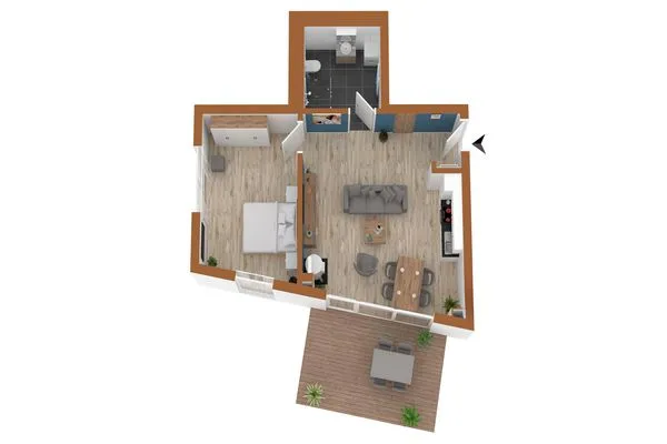 Apartment Yoga-Oase Krakow am See – Grundriss des Apartments  Yoga-Oase