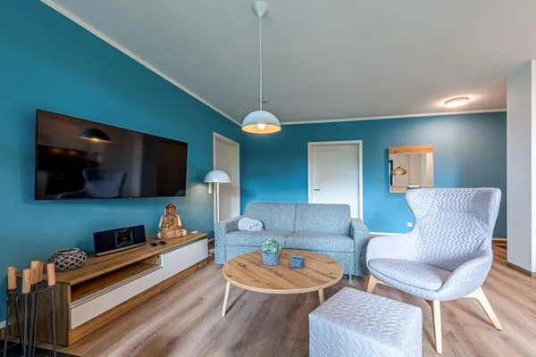 Apartment Yoga-Oase Krakow am See – Elegante Einrichtung mit ruhigen Farben und Details  Yoga-Oase