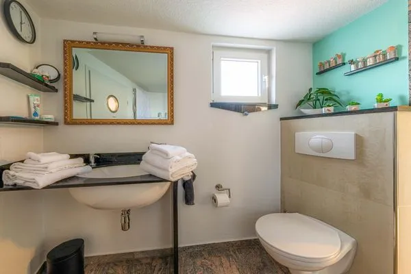 Ferienhaus InselGlück in Malchow Blick in das Gäste-WC  InselGlück