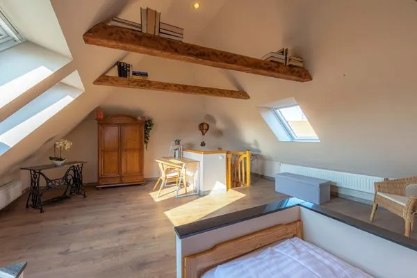 Ferienhaus InselGlück in Malchow Blick in eines der Schlafzimmer  InselGlück