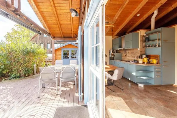 Ferienhaus Blau am See Essbereich auf der Terasse  Blau am See