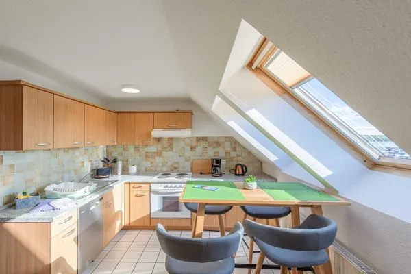 Ferienwohnung Seeblick Waren (Müritz) - Essecke mit Sonnenuntergangs-Garantie  Seeblick