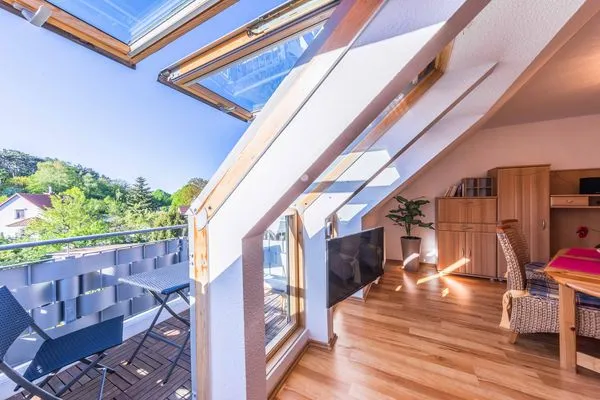 Ferienwohnung Seeuferblick Waren (Müritz) - Balkonblick ins Grüne  Seeuferblick