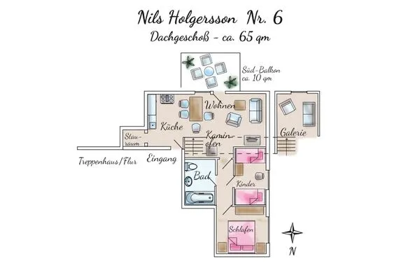 Grundriss Ferienhaus Nils Holgersson - Wohnung 6