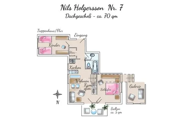 Grundriss Ferienhaus Nils Holgersson - Wohnung  7
