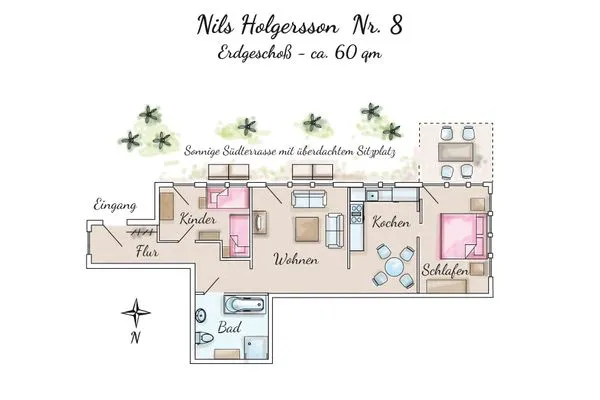 Grundriss Ferienhaus Nils Holgersson - Wohnung 8