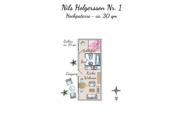 Grundriss Ferienhaus Nils Holgersson - Wohnung 1